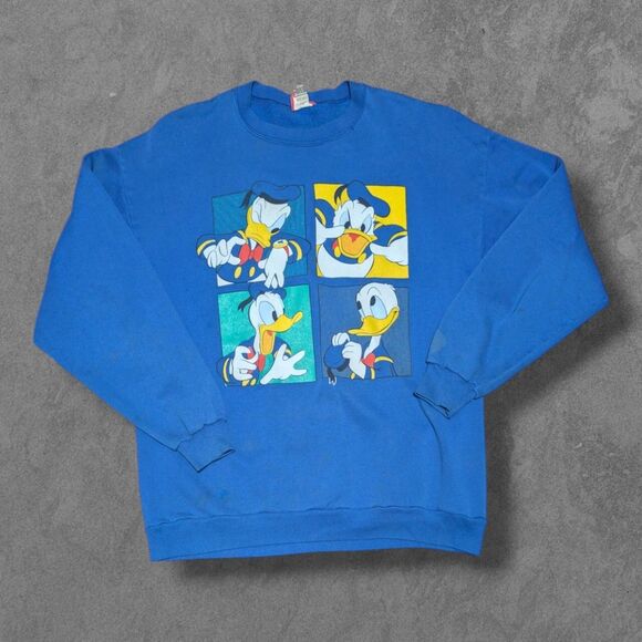 Vintage Disney Originals Donald Duck Pullover Distressed Sweatshirt Blue - Picture 1 of 6